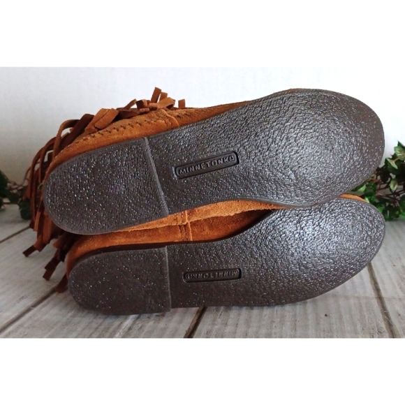 Minnetonka Three Layer Fringe Boots in Brown - Picture 13 of 16